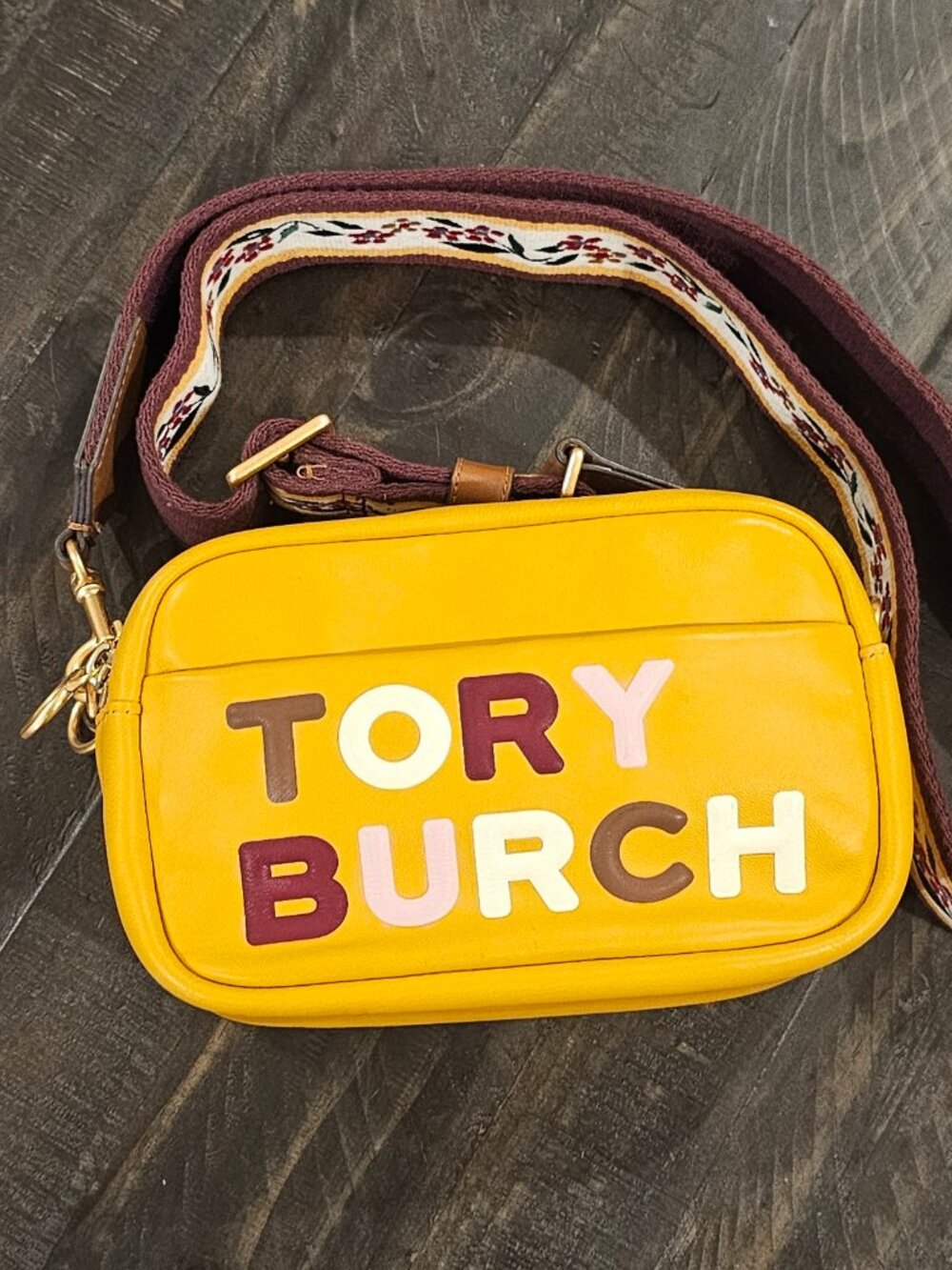 Tory Burch Perry High Frequency Leather Shoulder Bag Yellow Authentic Women's C